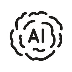 AI icon in abstract brain shape. Bold minimal outline design, modern and symbolic