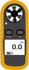 Yellow anemometer on white background
