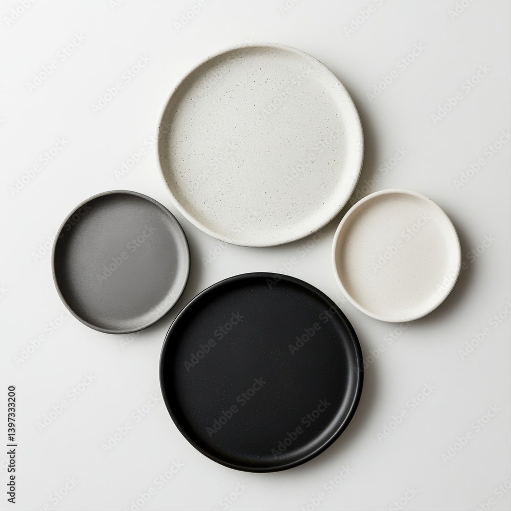 Poster elegant minimalistic plates in various sizes and colors for modern table settings and dining experie