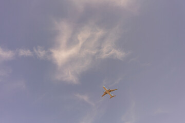 passenger plane during takeoff into the sky