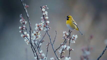 Fototapeta premium European goldfinch Carduelis carduelis bird songbird wildlife nature predator cock o the north, beautiful animal mountain finch, animal, bird watching ornithology, flower bud fauna wildlife Europe 