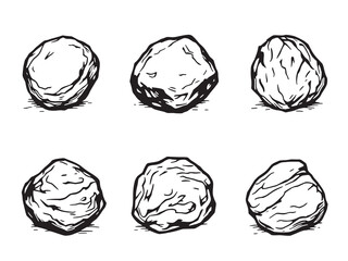 Stone Line Art Illustration Black on White