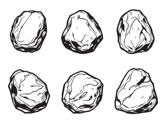 Naklejka premium Stone Black Line Art Design White Background