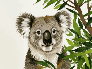 Gentle brushstrokes of home koala isolated watercolor vector illustration svg  © Arun168