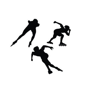 Roller skates athlete silhouette collection