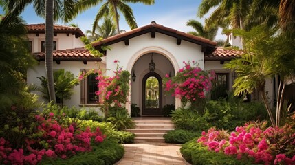 Fototapeta premium bougainvillea beautiful house exterior