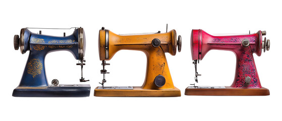 Pack of Sewing Machine Set Against Transparent Background for Craft or Tailoring Projects