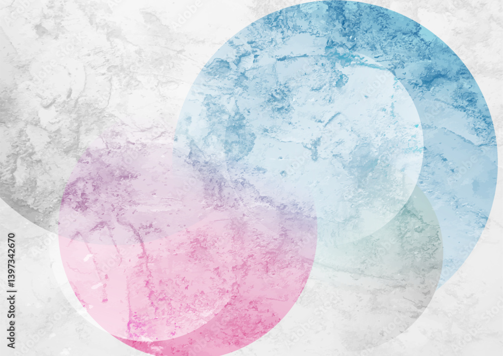 Poster blue and pink grunge circles abstract minimal background. geometric tech vector design