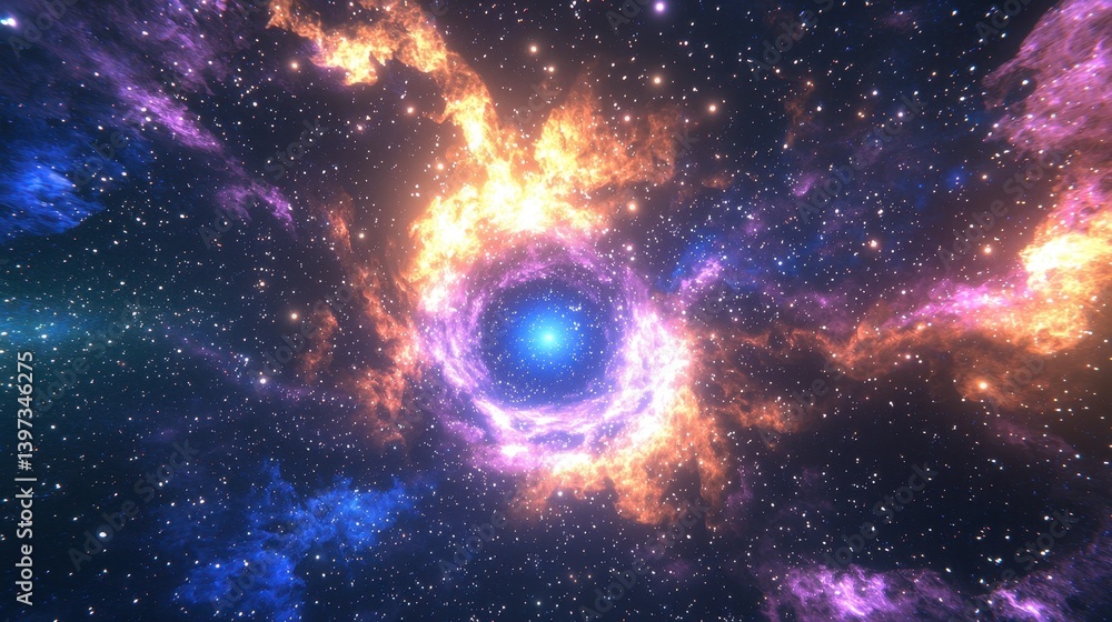 Canvas Prints colorful cosmic swirl with stars and nebulae in deep space background