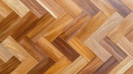 Fototapeta premium Sophisticated herringbone wood floor design showcasing rich textures and warm tones, perfect for elegant interiors