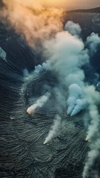 Sunrise Over Mount Bromo Volcano: Hikers Witness Breathtaking Crater View in Indonesia