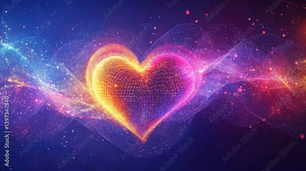 Leinwandbilder a conceptual graphic showing a heart wave merging with sound waves, illustrating the connection betw