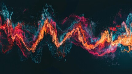 Fototapeta premium A conceptual illustration of heart waveforms in bright colors against a black backdrop, showcasing the complexity and beauty of cardiac rhythms