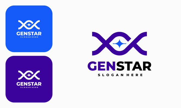 Gen Star Logo designs concept vector, Genetic and Star logo template