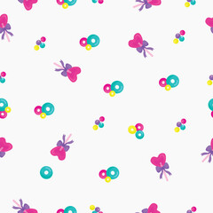 A vector illustration of a seamless repeating pattern of colorful lollipops and love