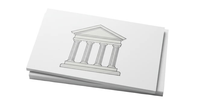 Isolated Building on Paper Stack