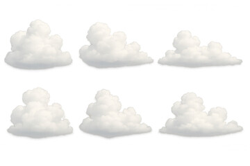 Fototapeta premium Set of realistic white clouds floating on transparent background