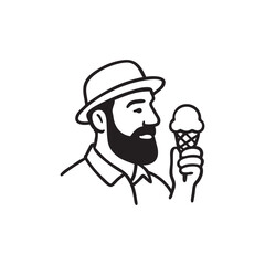 man in a hat holding ice cream