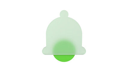 3d Minimalis bell icon with glass morphism transparent