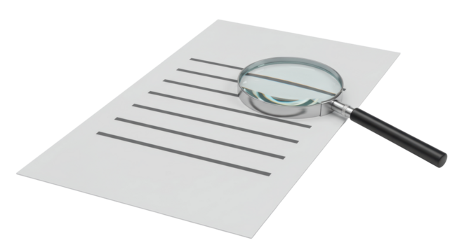 Isolated Magnifying Glass on Document