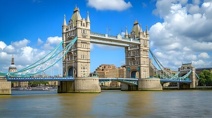 Obraz premium Iconic Bridge Against Scenic Sky and River Landscape in City