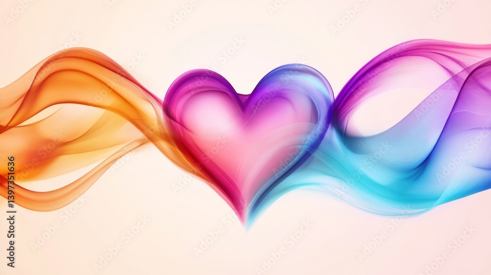 Poster a creative visualization of heart waves morphing into abstract shapes, representing the life force a