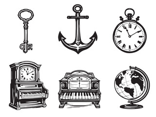 Vintage blush black line art on white background