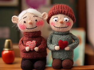 Charming sock puppets filled with love for Valentine’s Day in a cozy setting Generative AI