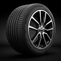 Obraz premium High Performance Tire Wheel Alloy Rim Black Silver Car 3d part speed model image metal racing sports