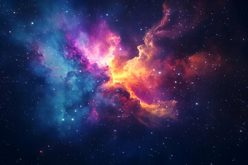 Vibrant nebula with stars in a cosmic background