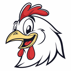 Obraz premium Funny Smiling Cartoon Chicken Head Vector Mascot Graphic