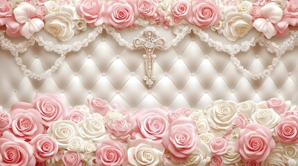 Elegant Floral Decoration with Roses and Cross for Special Occasions
