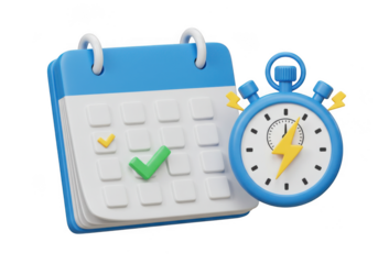 Calendar and stopwatch illustration showing time management concept