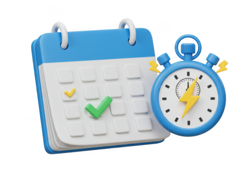 Calendar and stopwatch illustration showing time management concept