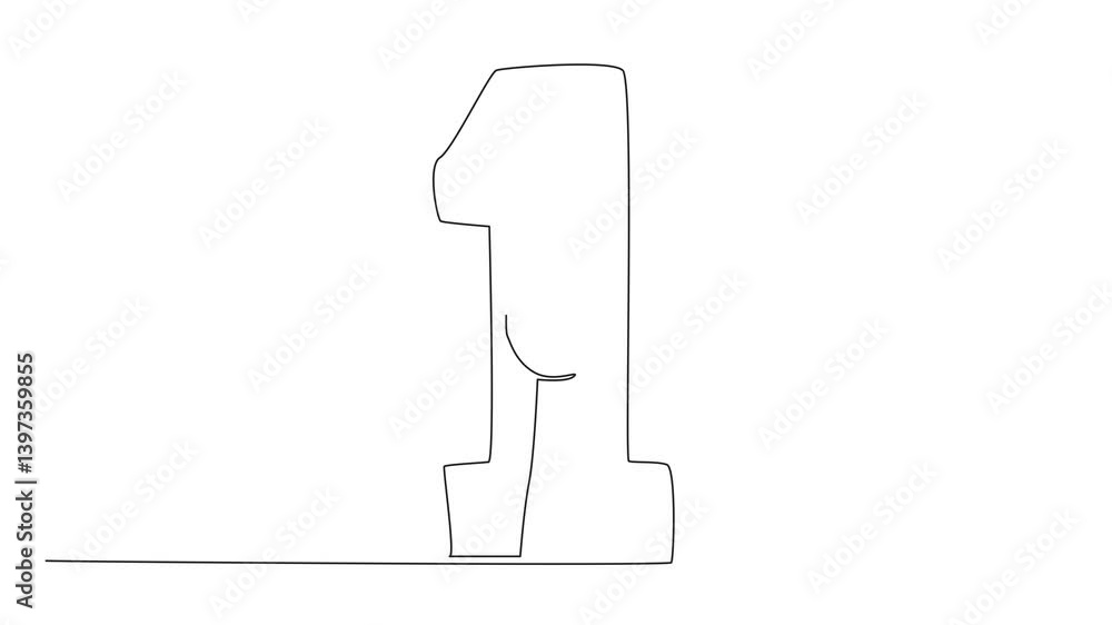 Poster animation of continuous one line drawing clenched fists in a large number 1. solidarity, determinati