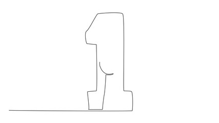 Animation of continuous one line drawing clenched fists in a large number 1. Solidarity, determination, spirit, steadfastness, strong will to demand rights. May Day. Full length motion