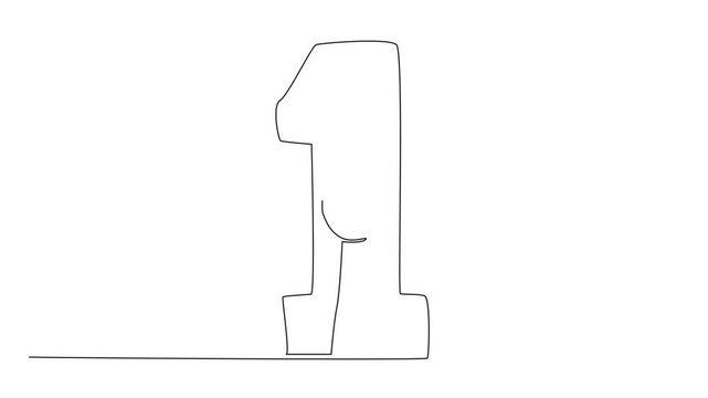 Animation of continuous one line drawing clenched fists in a large number 1. Solidarity, determination, spirit, steadfastness, strong will to demand rights. May Day. Full length motion
