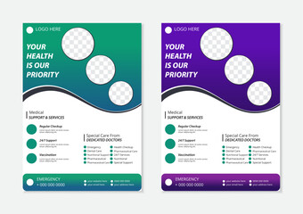 Modern medical Healthcare Flyer Design Template, Health medical flyer, Healthcare cover a4 template, Corporate healthcare and medical flyer or poster design Print