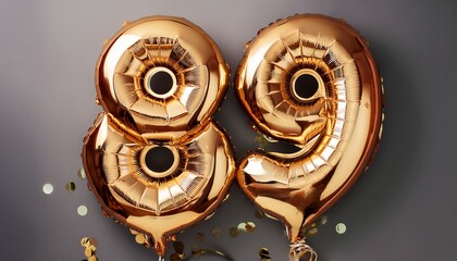 Number 89 with baloons on grey background. Generated image