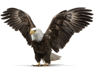 Obraz premium Bald Eagle Spreading Wings on White Background