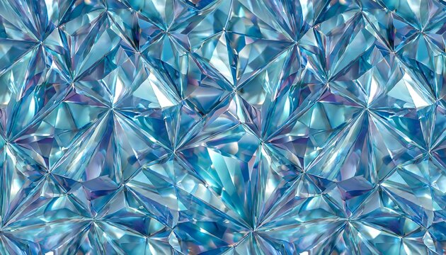 Abstract shiny 3d blue crystal background, diamant texture, faceted gem pattern illustration