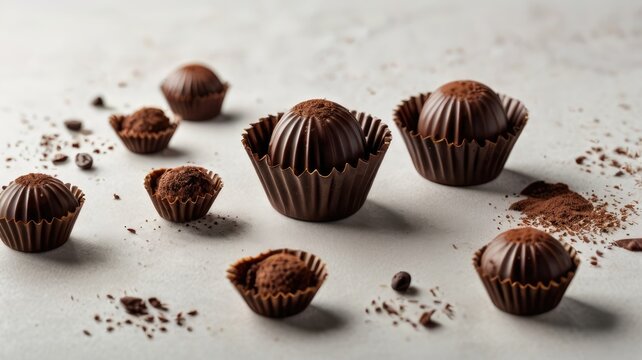 Delicious chocolate cupcake on white background sweet dessert concept.