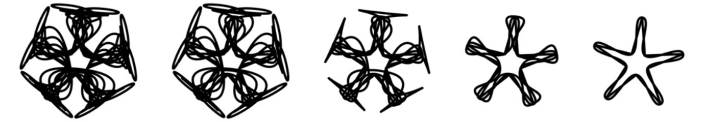 Vector outline of a geometric flower shape pattern formations with increment corners.	