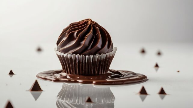 Chocolate cupcake close up tasty sweet treat for dessert lovers.