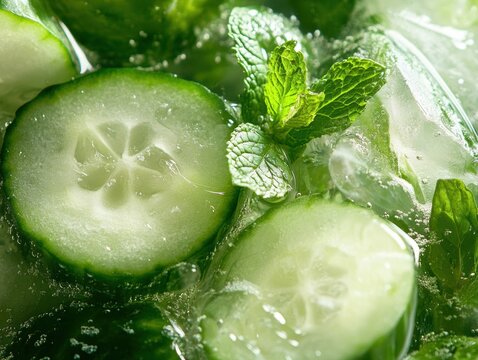Refreshing glass of water infused with cucumber and mint for a cool summer drink enjoyed at home