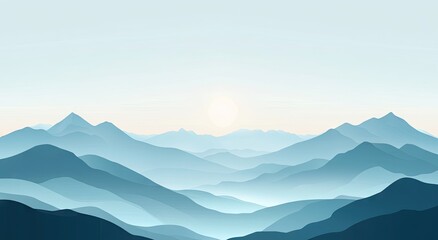 Fototapeta premium Misty mountain range at dawn.