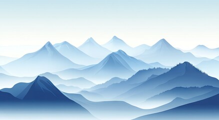 Fototapeta premium A serene vista of misty blue mountains.