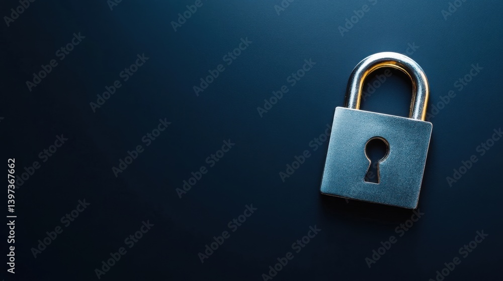 Aufkleber silver padlock on dark surface symbolizing security and protection in digital and physical spaces
