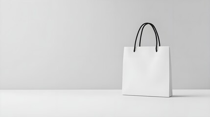 Sleek Black Paper Bag on Minimalist Background for Mockup Design