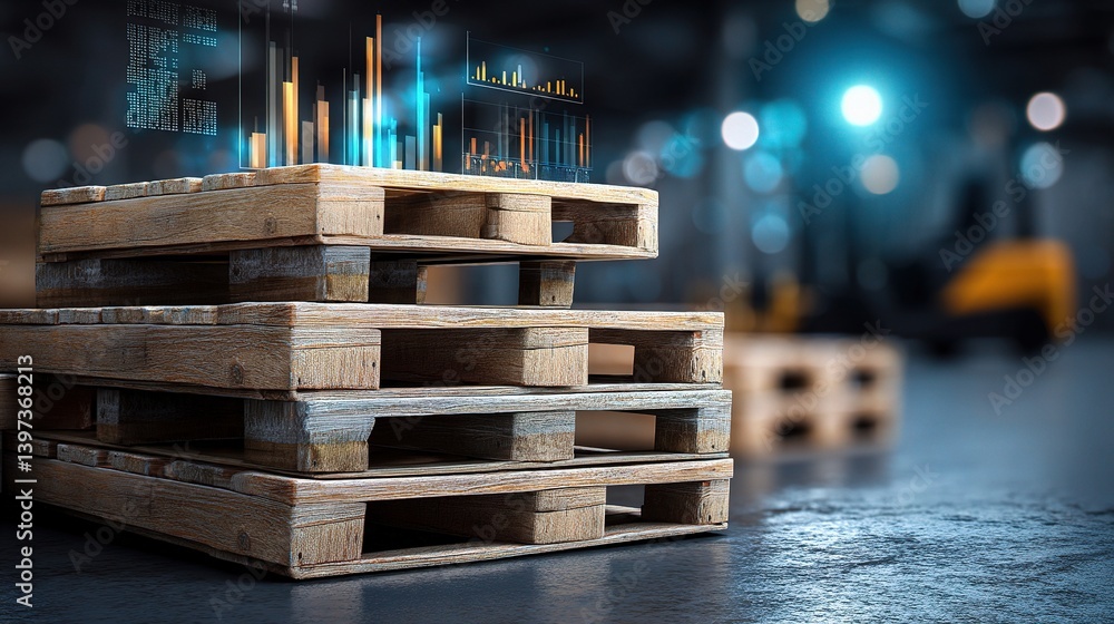 Aufkleber transforming warehouse pallets into data visualization charts